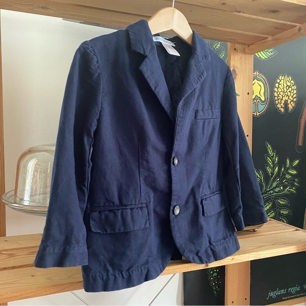 Janie and Jack Navy Blue Linen Cotton Blazer Jacket 3t - Picture 4 of 11
